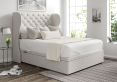 Miami Winged Arlington Ice Upholstered Single Headboard and Side Lift Ottoman Base