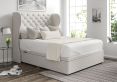 Miami Winged Arlington Ice Upholstered Double Headboard and Side Lift Ottoman Base