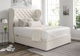 Miami Winged Carina Parchment Upholstered Compact Double Headboard and Side Lift Ottoman Base