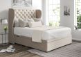 Miami Winged Heritage Mink Upholstered King Size Headboard and Side Lift Ottoman Base
