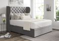 Miami Winged Heritage Steel Upholstered Compact Double Headboard and Side Lift Ottoman Base