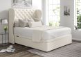 Miami Winged Teddy Cream Upholstered Compact Double Headboard and Side Lift Ottoman Base