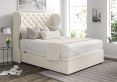 Miami Winged Teddy Cream Upholstered King Size Headboard and Side Lift Ottoman Base