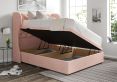 Miami Winged Arlington Candyfloss Upholstered Compact Double Headboard and Side Lift Ottoman Base