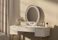 Miami 3 Drawer White and Gold Dressing Table Including Mirror