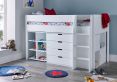 Montana Mid Sleeper Bed Frame Including Desk, 4 Drawer Chest and 2 Door Quad Unit