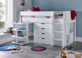 Montana Mid Sleeper Bed Frame Including Desk, 4 Drawer Chest and 2 Door Quad Unit