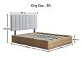 Molle Oak Finish Ottoman Including Headboard - King Size Bed Frame