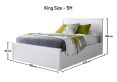 New England White Wooden Ottoman Storage Bed - King Size Frame Only