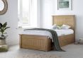 New England Single Oak Finish Ottoman Storage Bed Frame