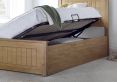 New England Single Oak Finish Ottoman Storage Bed Frame