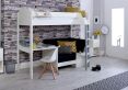 Noah White High Sleeper Bed Frame With Black Futon