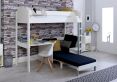 Noah White High Sleeper Bed Frame With Black Futon