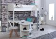 Noah White High Sleeper Bed Frame With Desk & Grey Futon