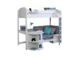 Noah White High Sleeper Bed Frame With Desk & Grey Futon