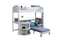 Noah White High Sleeper Bed Frame With Desk & Grey Futon