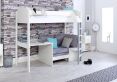 Noah White High Sleeper Bed Frame With Silver Futon