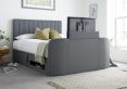 Onelife Seal Grey Upholstered TV Ottoman King Size Bed Frame