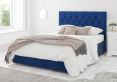 York Ottoman Plush Velvet Navy Compact Double Bed Frame Only