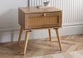 Frances Rattan Oak Finish 1 Drawer Bedside