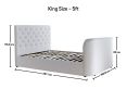 Rhea Upholstered TV Bed Natural Velvet - King Size Bed Frame Only