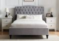 Lilly Upholstered Light Grey Double Bed Frame Only