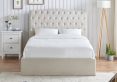 Lilly Upholstered Natural Ottoman Double Bed Frame Only