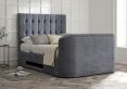 Dorchester Upholstered Hugo Platinum Ottoman TV Bed - King Size Bed Frame Only