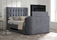 Dorchester Upholstered Hugo Platinum Ottoman TV Bed - King Size Bed Frame Only