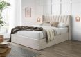 Salerno Beige Winged Ottoman Upholstered King Size Bed Frame