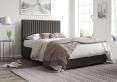 Levisham Ottoman Charcoal Saxon Twill Linen Double Bed Frame Only