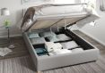 Levisham Ottoman Grey Saxon Twill Compact Double Bed Frame Only