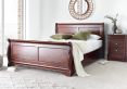 Toulouse Wooden Sleigh Bed - Mahogany Finish - King Size Bed Frame Only