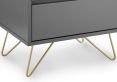 Sofia 2 Drawer Bedside Steel Grey With Brass Steel Feet