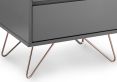 Sofia 2 Drawer Bedside Steel Grey With Pink Copper Feet