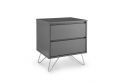 Sofia 2 Drawer Bedside Steel Grey With Stainless Steel Feet