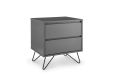 Sofia 2 Drawer Bedside Steel Grey With Black Feet