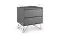 Sofia 2 Drawer Bedside Steel Grey With Pink Copper Feet