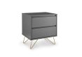 Sofia 2 Drawer Bedside Steel Grey With Brass Steel Feet