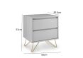 Sofia 2 Drawer Bedside Harbour Mist With Brass Steel Feet