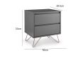 Sofia 2 Drawer Bedside Steel Grey With Pink Copper Feet
