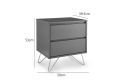 Sofia 2 Drawer Bedside Steel Grey With Stainless Steel Feet