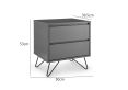 Sofia 2 Drawer Bedside Steel Grey With Black Feet