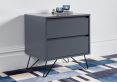 Sofia 2 Drawer Bedside Steel Grey With Black Feet