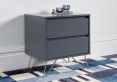 Sofia 2 Drawer Bedside Steel Grey With Brass Steel Feet