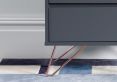 Sofia 2 Drawer Bedside Steel Grey With Pink Copper Feet