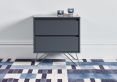 Sofia 2 Drawer Bedside Steel Grey With Black Feet