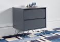 Sofia 2 Drawer Bedside Steel Grey With Stainless Steel Feet