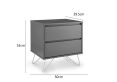 Sofia 2 Drawer Bedside Steel Grey With White Feet