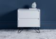 Sofia 2 Drawer Bedside White With Black Feet